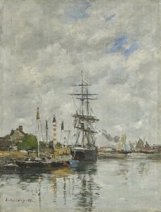 Deauville, veneallas, 1887 tekijältä Eugene Louis Boudin