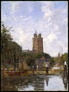 Dordrecht, Suuri kirkko kanavalta, 1884 tekijältä Eugene Louis Boudin