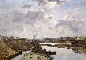 Fecamp, rakenteilla oleva sisäsatama, 1883 tekijältä Eugene Louis Boudin