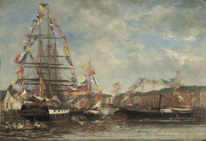 Juhla Honfleurin satamassa, 1858 (öljy puulle)