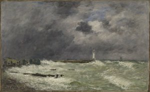 Le Havren Frascatin edustalla myrskytuulessa tekijältä Eugene Louis Boudin