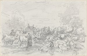 Laujat ylittävät puron, 1877. tekijältä Eugene Louis Boudin