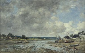 Maisema pesurien kanssa, 1873 tekijältä Eugene Louis Boudin
