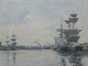 Le Havre, laivat altaassa tekijältä Eugene Louis Boudin