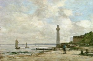 Majakka Honfleurissa, 1864-66 tekijältä Eugene Louis Boudin