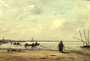 Laskuvesi lähellä Honfleuria, n. 1864-66 (öljy paneelissa) tekijältä Eugene Louis Boudin