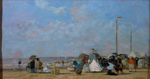 Trouville Beachillä, Eugene Boudin, maalaus tekijältä Eugene Louis Boudin