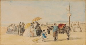 Rannalla, 1866 tekijältä Eugene Louis Boudin