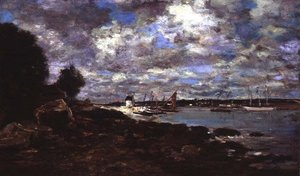 Plougastel-Daoulas (öljy kankaalle) tekijältä Eugene Louis Boudin