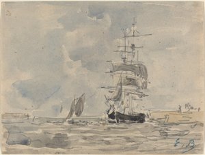 Merimaisema purjeveneellä, c. 1875. tekijältä Eugene Louis Boudin