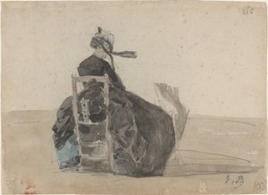 Istuva nainen mustassa, Trouville, 1865. tekijältä Eugene Louis Boudin