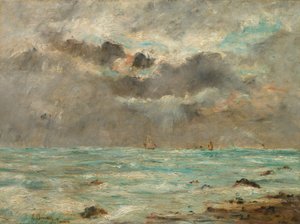 Trouvillen rannikko, noin 1865-1900 (öljy kankaalle) tekijältä Eugene Louis Boudin