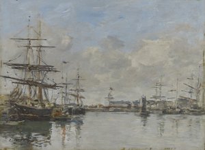 Le Havren satama, n. 1885-1890 tekijältä Eugene Louis Boudin