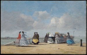 Trouvillen laituri, 1864 tekijältä Eugene Louis Boudin