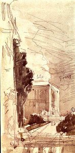 Linnan terassi (akvarelli paperille) tekijältä Eugene Louis Boudin