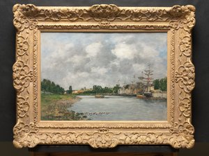 Näkymä Saint-Valéry-sur-Sommen satamasta tekijältä Eugene Louis Boudin