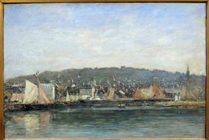 Näkymä Trouvillen satamasta Eugene Louis Boudinin maalaus tekijältä Eugene Louis Boudin