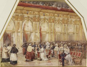 Prinssi Ferdinand Philippe dOrleansin ja Mecklenburg-Schwerinin herttuatar Helenen avioliitto, 1837. tekijältä Eugene Louis Lami