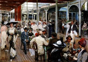 Kahvilan terassi, Mar del Plata, Argentiina, 1912 tekijältä Eugenio Alvarez Dumont