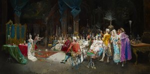 Taikuri palatsissa - Lucas Villaamil, Eugenio (1858-1919) - 1894 - Öljy kankaalle - 55x110 - Museo Carmen Thyssen, Málaga tekijältä Eugenio Lucas Villaamil