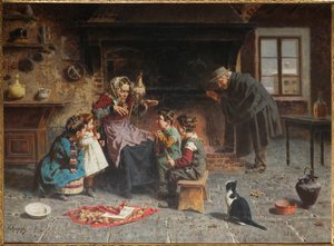 Isoäidin luona (öljy kankaalle) tekijältä Eugenio Zampighi