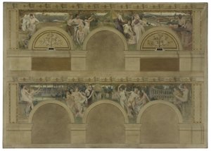 Skizze für einen der Einführungsräume des Hôtel de Ville de Paris: Le Travail. Les Réjouissances. La Charité, 1892