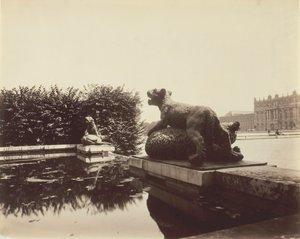 Versailles, Fontaine du Point du Jour, Houzeaun Tiger Slaying a Bear, 1903. tekijältä Eugène Atget