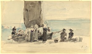 Veneiden lastaus tekijältä Eugène Boudin