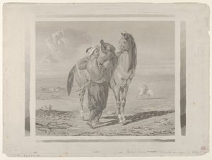 Turkkilainen satulaa hevosta, 1824, 1824. tekijältä Eugène Delacroix