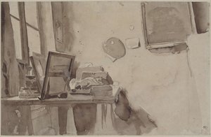Ateljeen nurkka, n. 1825. tekijältä Eugène Delacroix