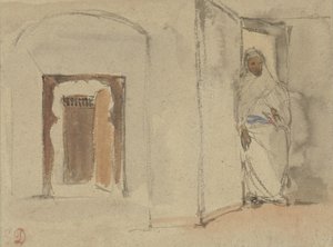 Arab kotinsa ovella tekijältä Eugène Delacroix