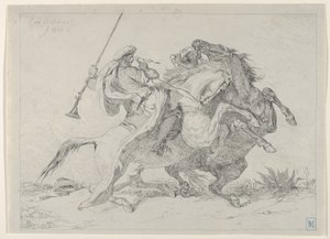 Maurien hevosmiesten yhteentörmäys, 1834, 1834. tekijältä Eugène Delacroix