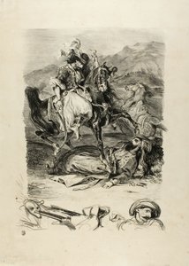 Taistelu Giaourin ja Pashan välillä tekijältä Eugène Delacroix