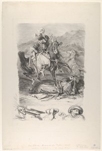 Giaourin ja pashan taistelu, 1827, 1827. tekijältä Eugène Delacroix