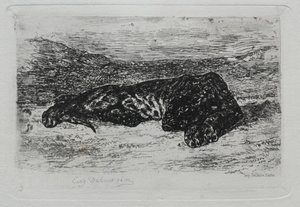 Hiipivä tiikeri autiomaassa tekijältä Eugène Delacroix