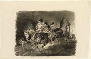 Faust ja Mefistofeles ratsastavat läpi noitasabatin yön tekijältä Eugène Delacroix