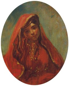 Marokon naisen puolihahmo tekijältä Eugène Delacroix