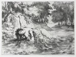 Hamlet: Ophelian kuolema tekijältä Eugène Delacroix