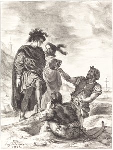 Hamlet ja Horatio ennen haudankaivajia (V näytös, kohtaus I) tekijältä Eugène Delacroix