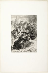 Hamlet ja Laertes Ofelian haudalla tekijältä Eugène Delacroix