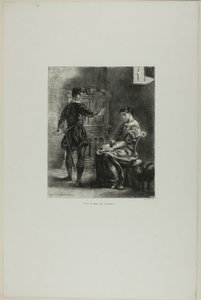 Hamlet ja Ofelia, laatta 5 Hamletista tekijältä Eugène Delacroix