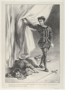 Hamlet ja Poloniuksen ruumis, 1835, 1835. tekijältä Eugène Delacroix