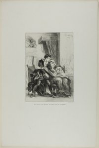 Hamlet ja kuningatar, laatta 10 Hamletista tekijältä Eugène Delacroix