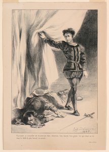 Kuvitus Hamletille: Poloniuksen kuolema (III, 4)