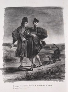Il·lustracions per a Faust: Faust, Mephistophele i el barbetfinnish tekijältä Eugène Delacroix
