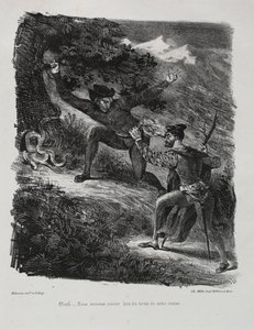 Kuvituksia Faustille: Faust ja Méphistophélés Hartzin vuoristossa tekijältä Eugène Delacroix