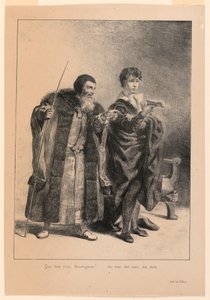 Kuvitus Hamletille. Polonius ja Hamlet (II, 2) tekijältä Eugène Delacroix