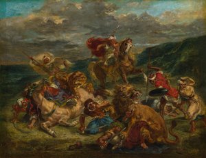 Leijonanmetsästys, 186061. tekijältä Eugène Delacroix