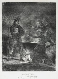 Macbeth neuvoo noitia tekijältä Eugène Delacroix