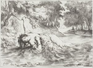 Ofelian kuolema tekijältä Eugène Delacroix